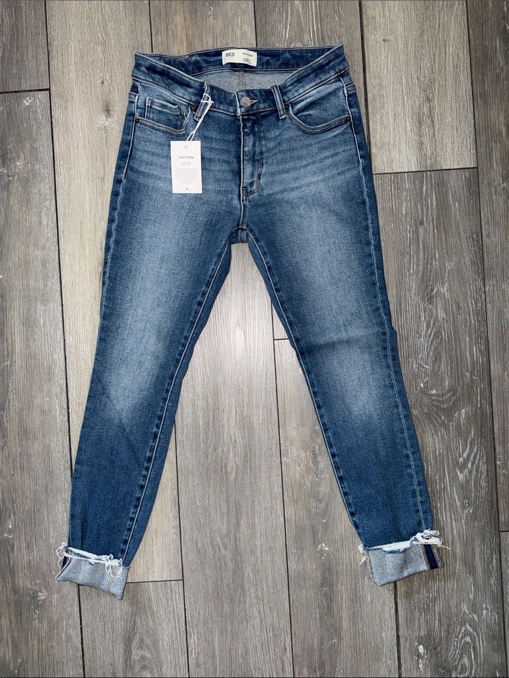 BKE Payton Women's Cropped Mid-Rise Slim Jeans in Medium Blue 26x27
